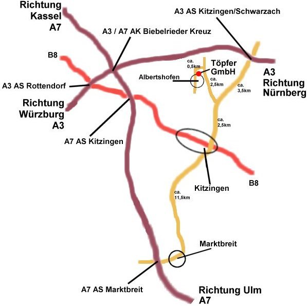 Wegbeschreibung zur Töpfer GmbH