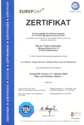 EurepGap Zertifikat 2007/2008